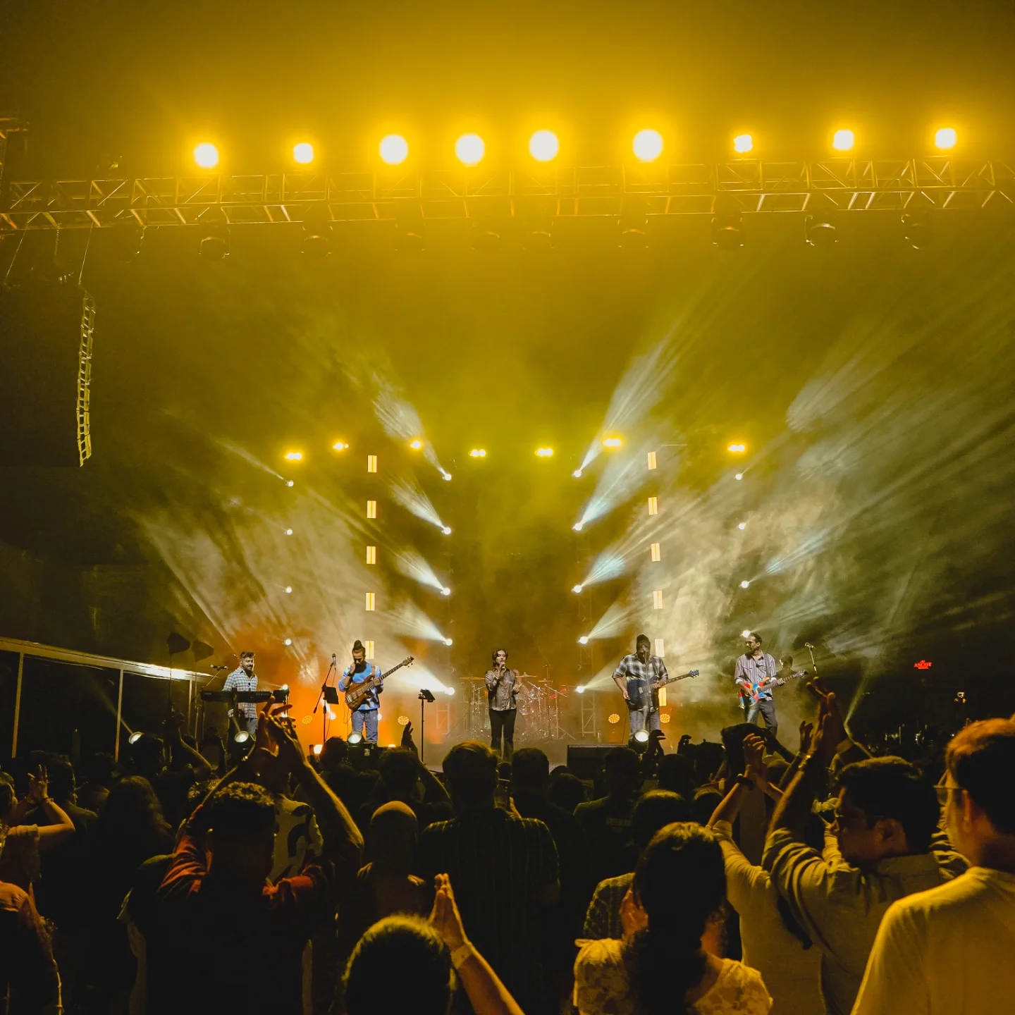 A concert night at Gokulam Galleria's open-air lawn